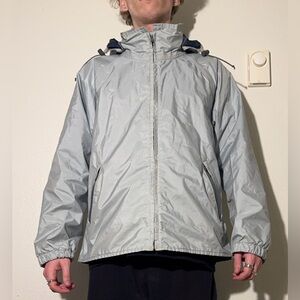 VINTAGE 80s Columbia Light Gray Hooded Men's GORE-TEX Windbreaker Jacket
